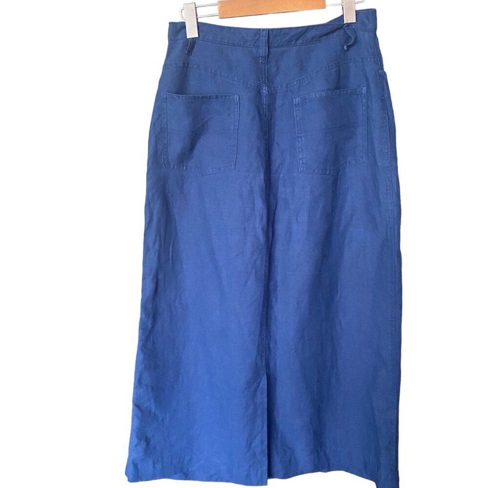 JACOB Vintage 100% Linen Blue Maxi Skirt Size 8 - Picture 7 of 7